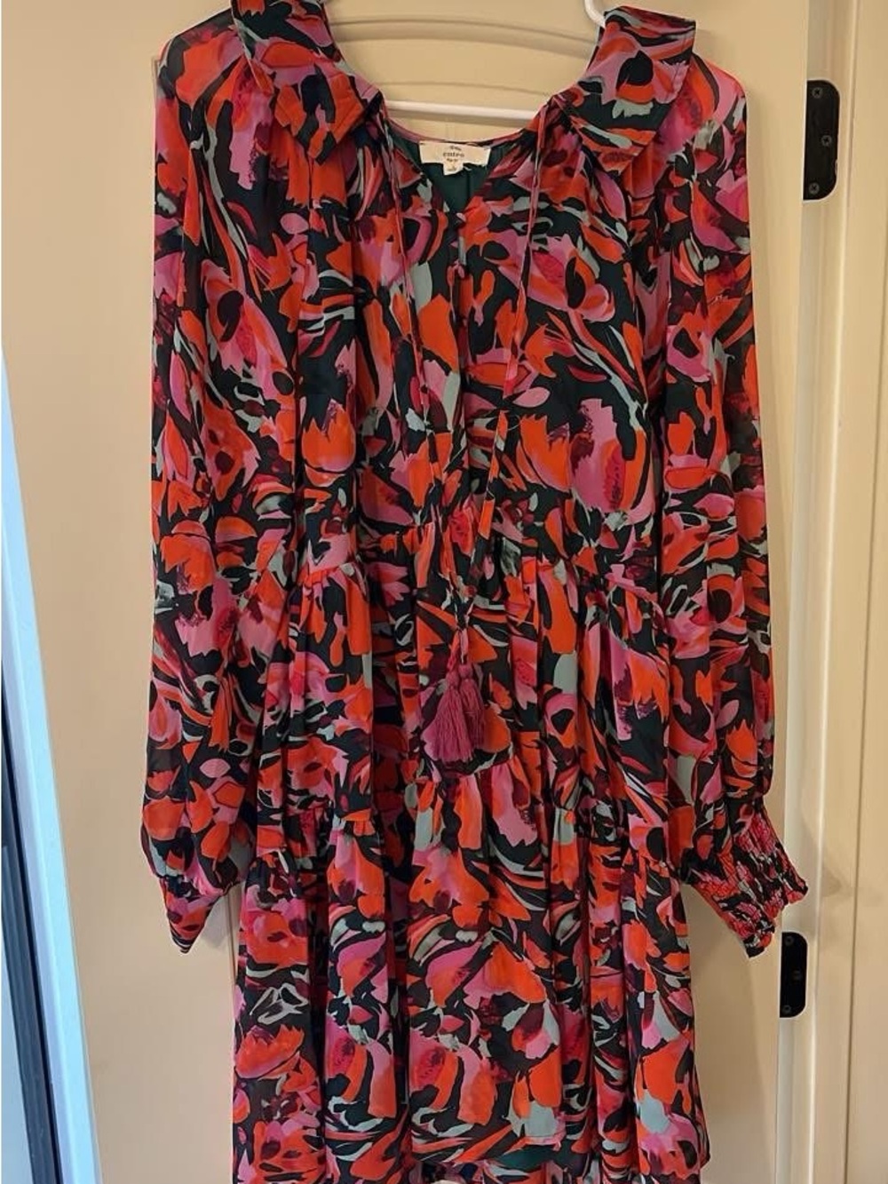 entro Red & Pink Floral Long Sleeve dress